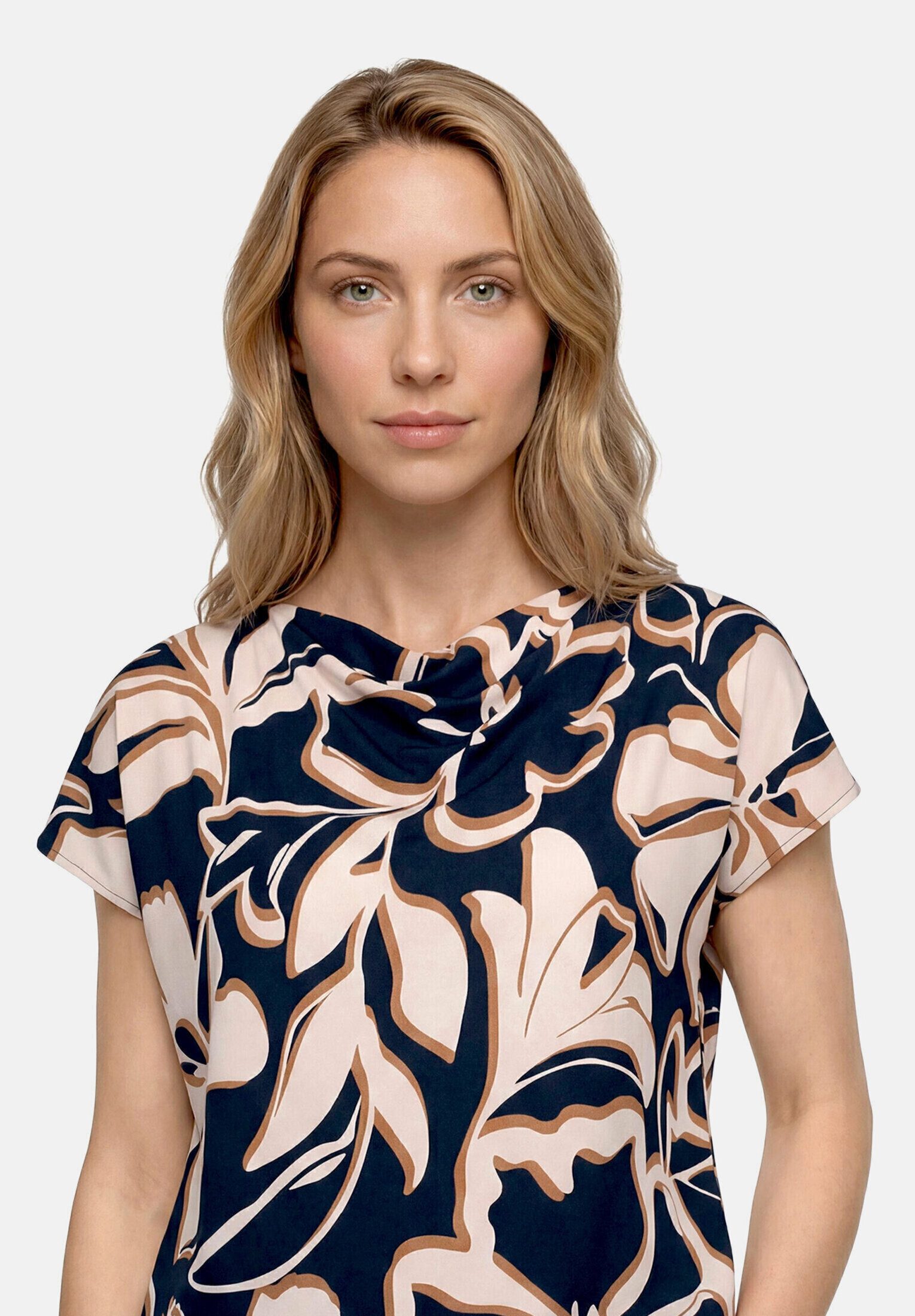 Betty Barclay Kurzarmshirt Damen mit Wasserfallausschnitt (1-tlg)