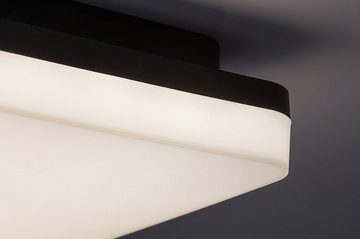Rabalux LED Außen-Deckenleuchte "Pernik" Kunststoff, schwarz, quadratisch, 24W, neutralweiß, 2400lm, mit Leuchtmittel wassergeschützt, neutralweiß