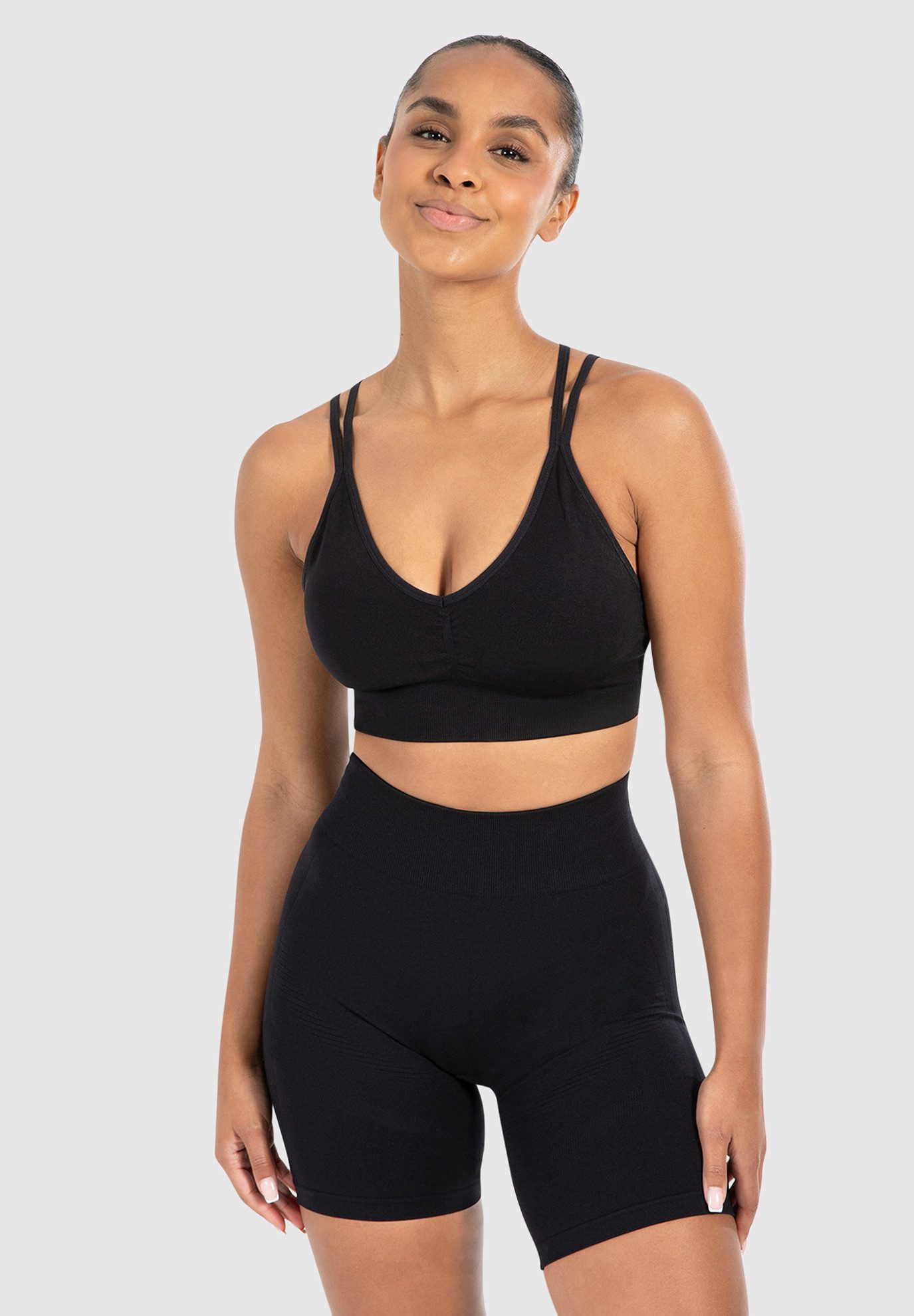 Sport-BH Katrin, Crop Top V-Ausschnitt Fester Halt Fester Halt Yoga Alltag