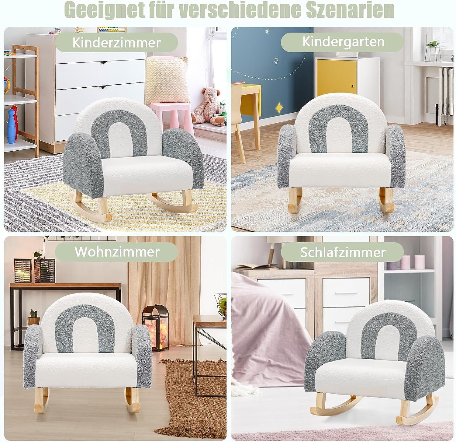 KOMFOTTEU Kindersofa Schaukelstuhl, aus Lammfellimitat