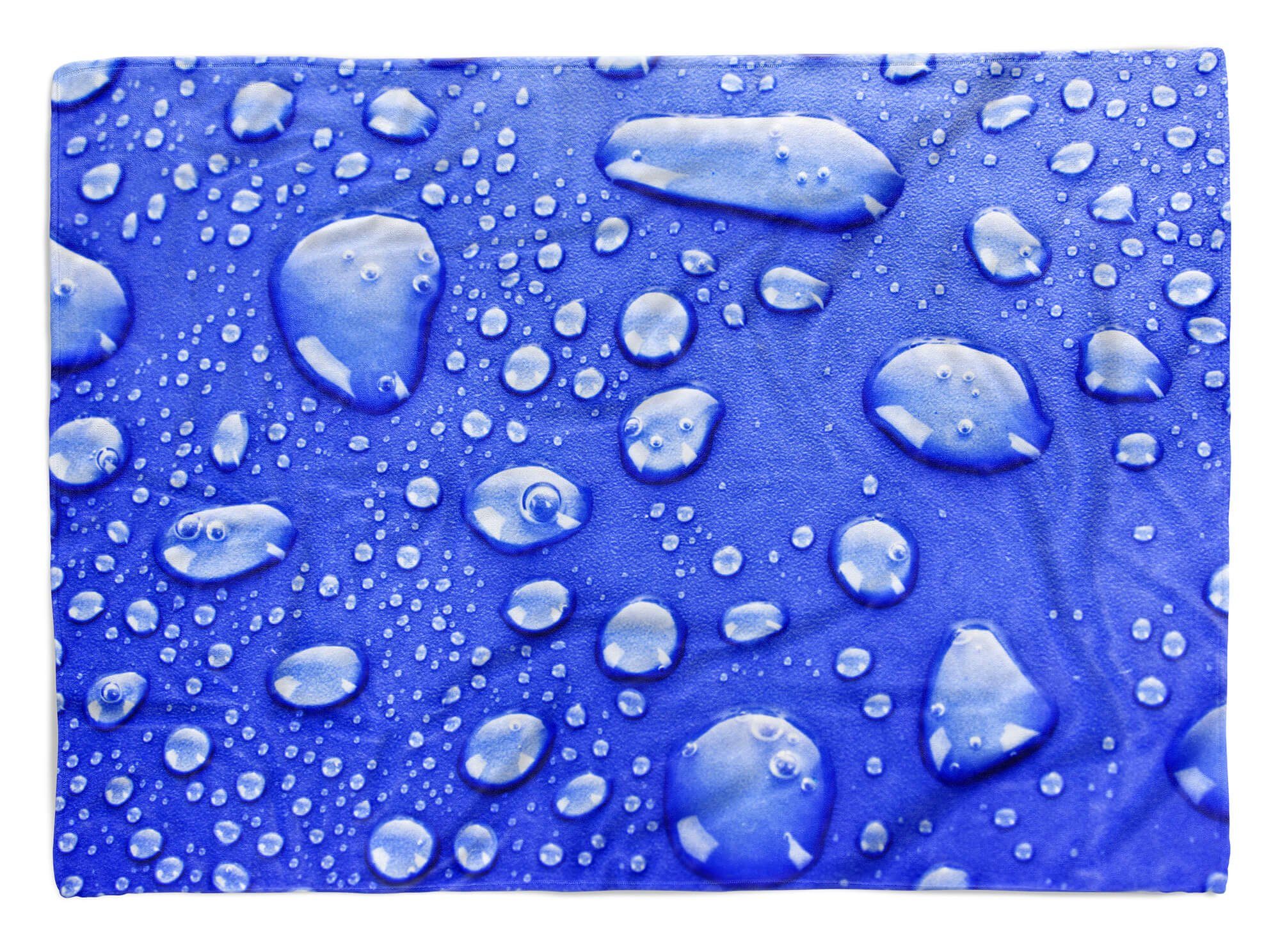 Sinus Art Handtücher Handtuch Strandhandtuch Saunatuch Kuscheldecke mit Fotomotiv Blau Wassertropfen, Baumwolle-Polyester-Mix (1-St), Handtuch