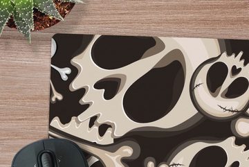 MuchoWow Gaming Mauspad Totenkopf - Halloween - Muster (1-St), Mousepad mit Rutschfester Unterseite, Gaming, 40x40 cm, XXL, Großes