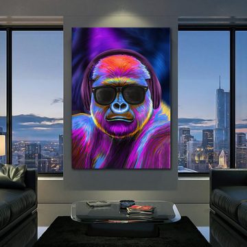 ArtMind XXL-Wandbild Lila Gorilla, Premium Wandbilder als Poster & gerahmte Leinwand in 4 Größen, Wall Art, Bild, Canva