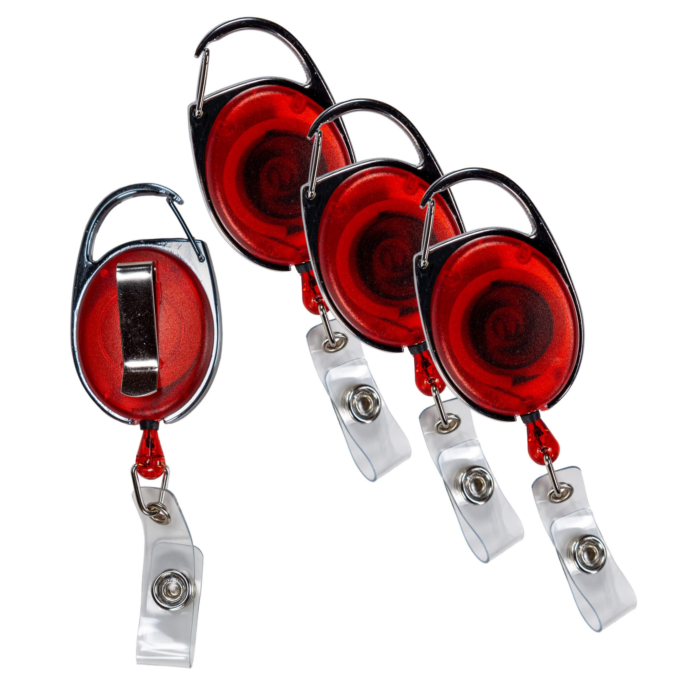 Schlüsselanhänger Set 4er Set Skipasshalter Ausweishalter rot Gürtelclip Schnurlänge 70cm