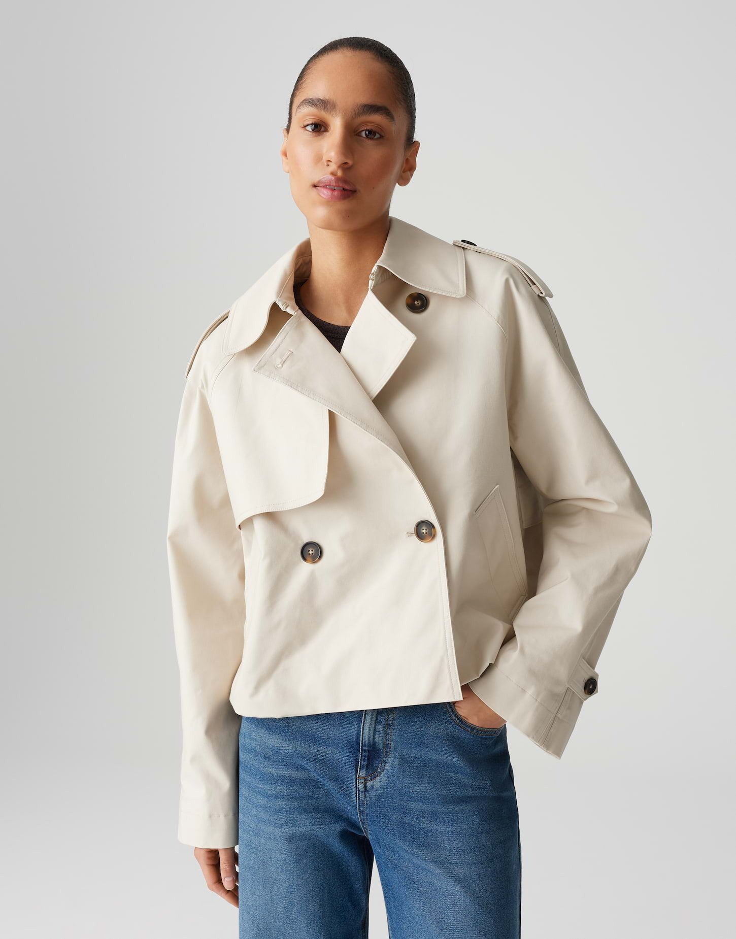 OPUS Trenchcoat HAWENA aus nachhaltigem Baumwollmix geraffter Ballon-Saum, günstig online kaufen