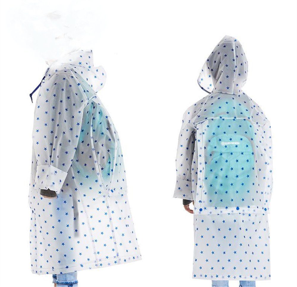 Rouemi Regenjacke Kinder-regenjacke,Studenten wasserdichter regenjacke mit Sternendruck weiß