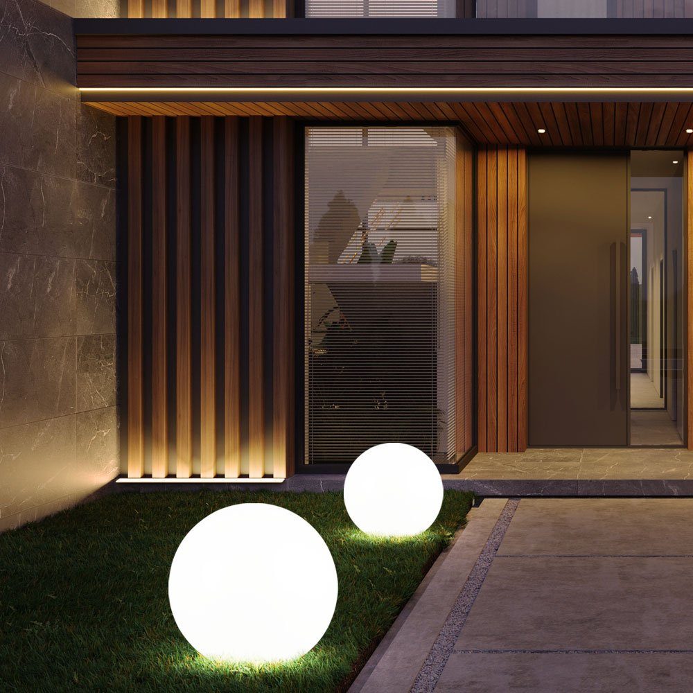 Gartenleuchte, Set etc-shop Lampen fest LED verbaut, 5er Grundstück Außen Erdspieß Kugel LED-Leuchtmittel Solar LED Steck