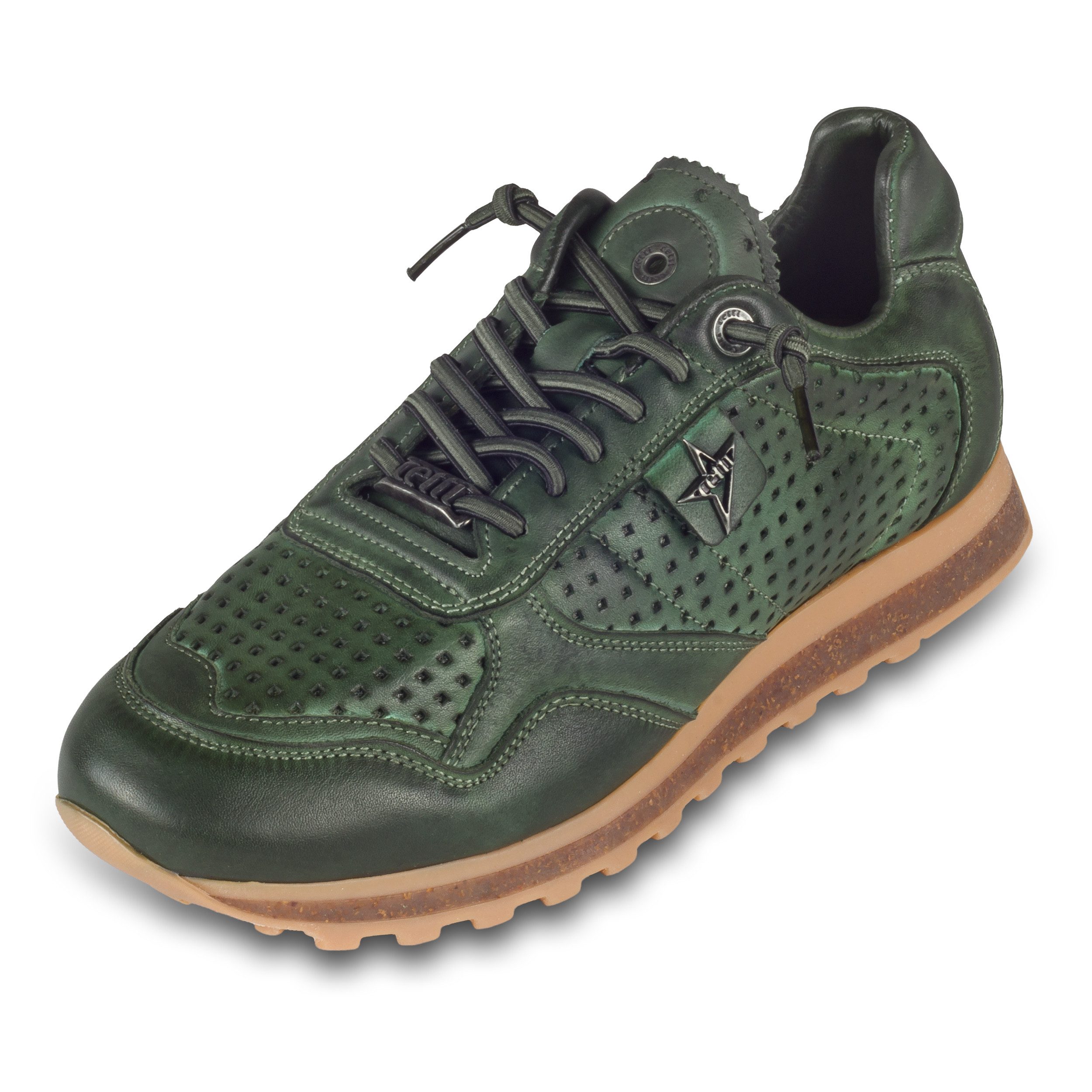 Cetti Herren Leder Sneaker C848, grün, Herbst (used tin musgo) Sneaker Gefertigt in Spanien