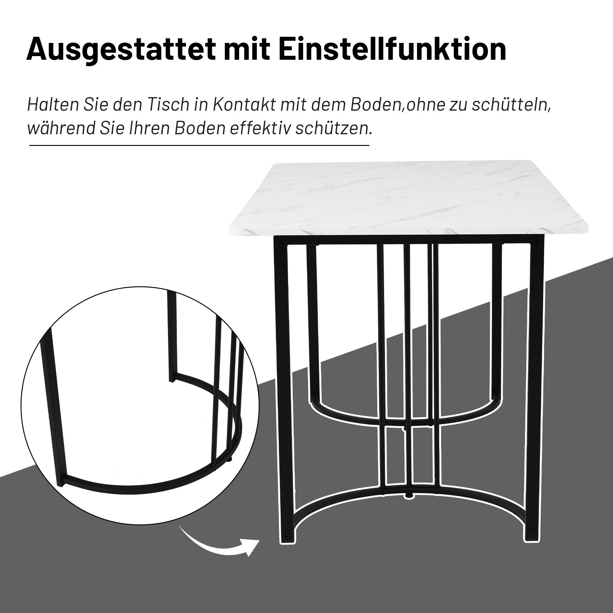 BlingBin Esstisch moderner Küchentisch für Esszimmer Wohnzimmer (1-St., 140 x 80cm), Gestell aus Metall, Marmormuster Küchentisch