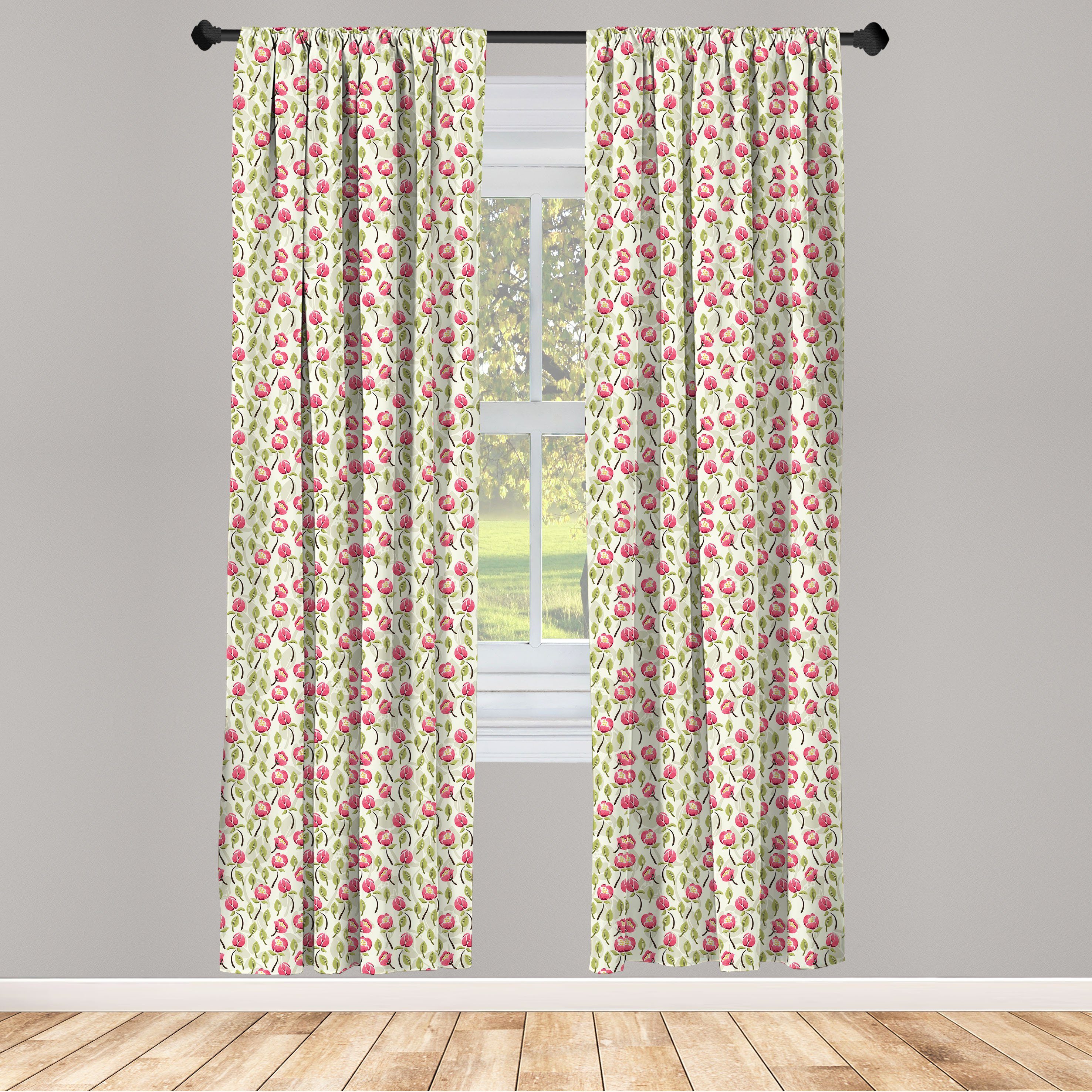 Gardine Vorhang für Wohnzimmer Schlafzimmer Dekor, Abakuhaus, Microfaser, Blumen Falling Leaves von Peony | Fertiggardinen
