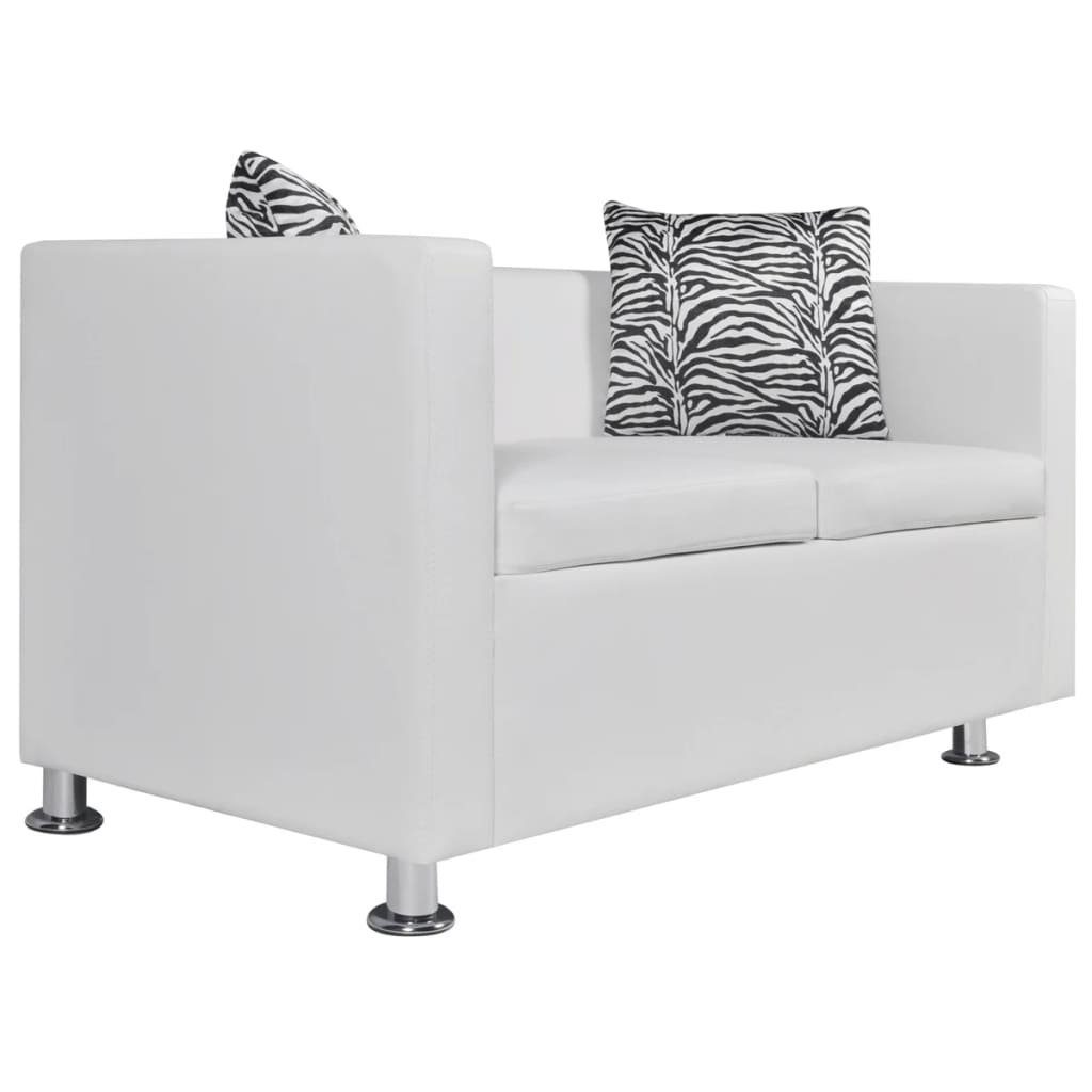 Kunstleder 3-Sitzer Sofa-Set Weiß + 2-Sitzer furnicato