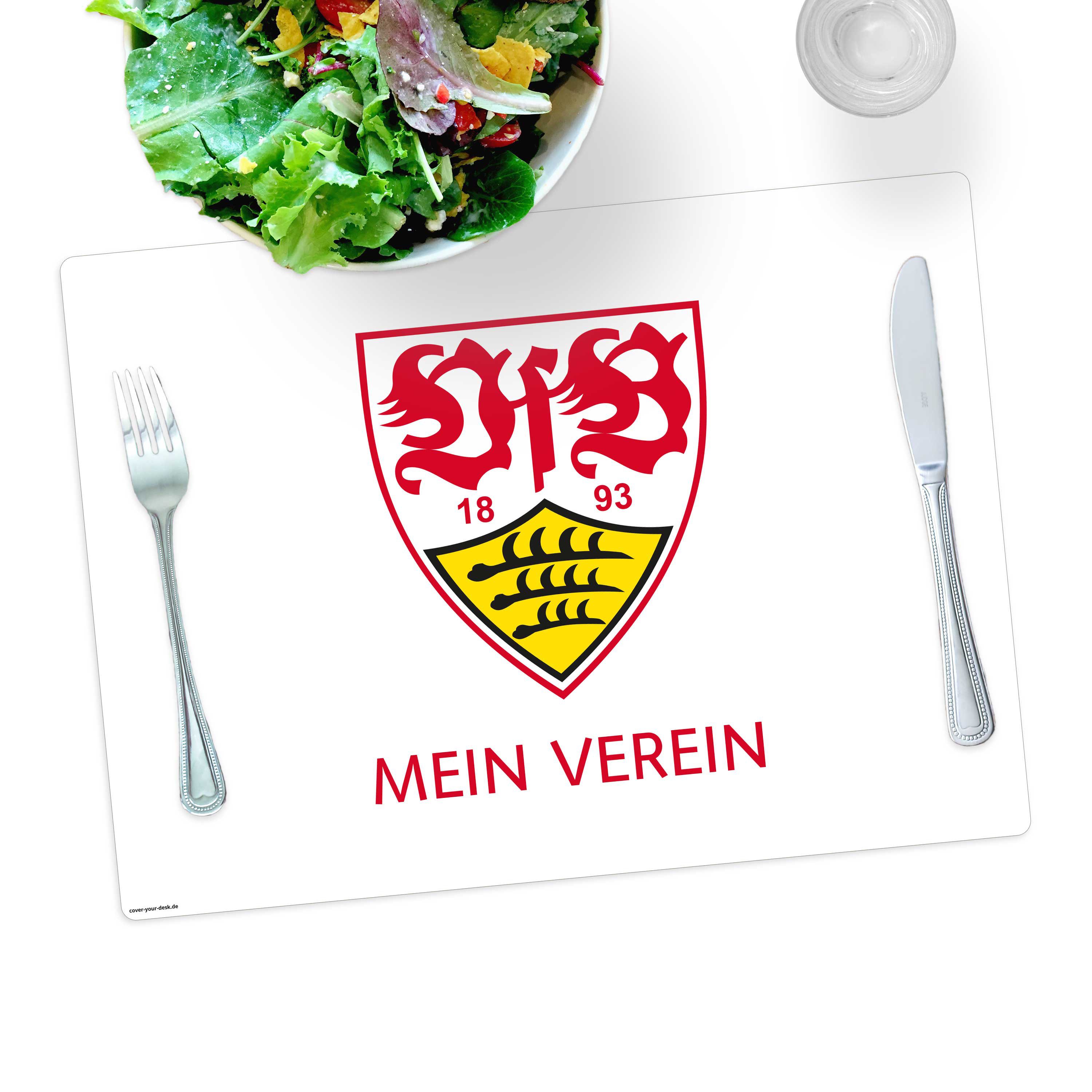 Tischsetmacher Platzset abwaschbar - „VfB Stuttgart - Mein Verein" aus Premium Vinyl, (1-St., 44 x 32 cm - rutschfeste Tischdekoration), Made in Germany