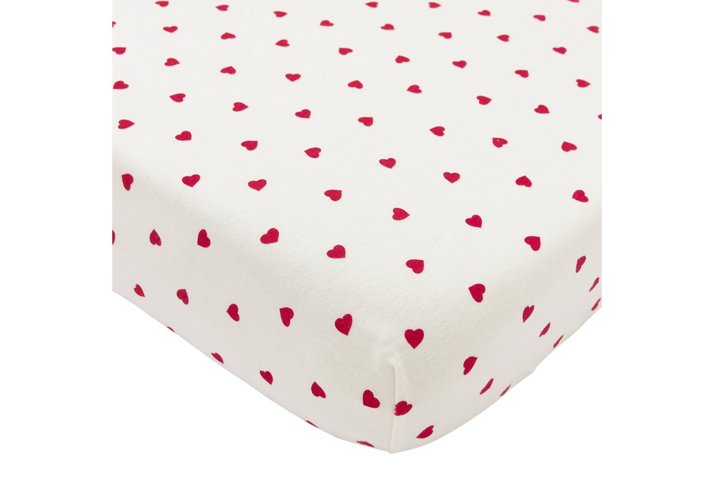 Meyco Baby Spannbettlaken Sweet Heart White/Red, Jersey, Gummizug: Rundum, (1 Stück), 40x80/90cm