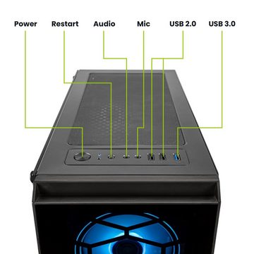 Megaport Gaming-PC (24 Zoll, Intel Core i5-10400F 6x2,90 GHz 10400F, GeForce GTX 1650 4GB, 16 GB RAM, 500 GB SSD, Luftkühlung, Windows 11, WLAN)