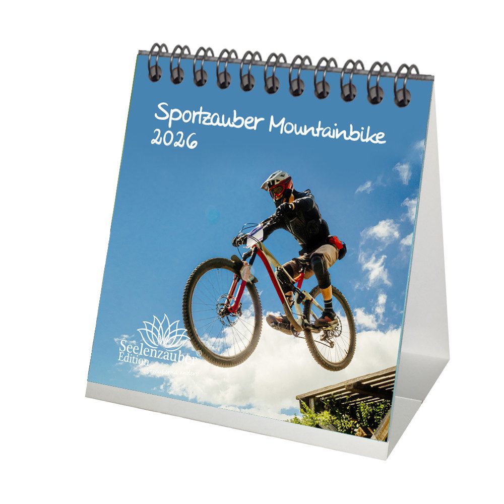 Seelenzauber Tischkalender Sportzauber Mountainbike Tischkalender 10cm x 10cm für 2026 Fahrrad