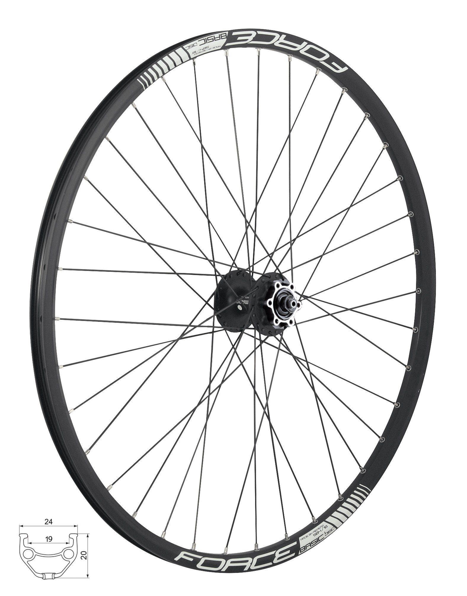 FORCE Fahrrad-Laufrad Vorderrad 27,5" FORCE BASIC DISC 584x19 HBM475 6b 36sh
