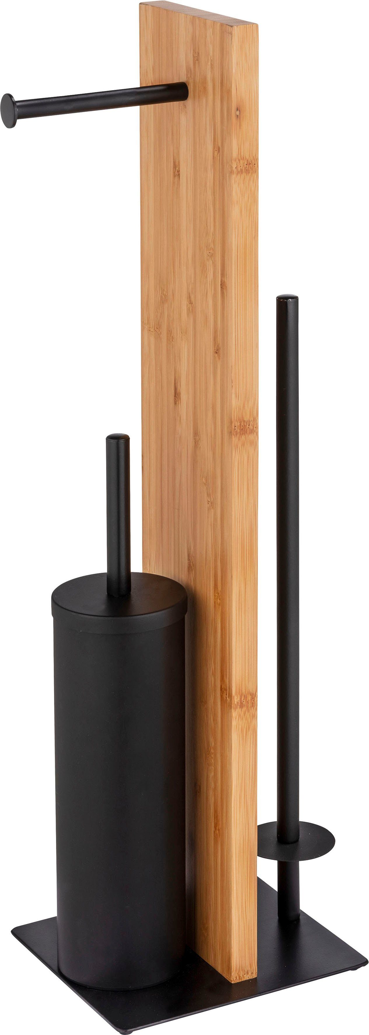 WENKO WC-Garnitur Lesina, bambus, mit Silikon-Bürstenkopf | Toilettenbürstenhalter