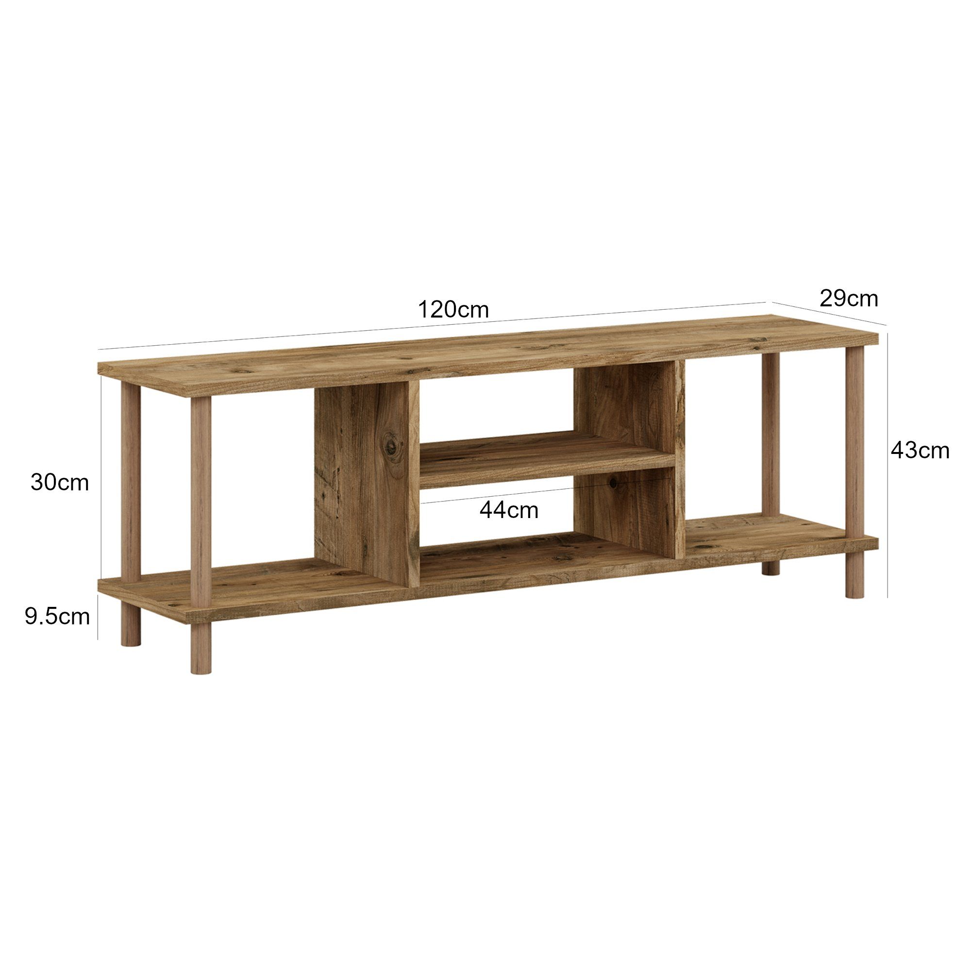 en.casa TV-Schrank Ærøskøbing TV Board 43x120x29cm Holzoptik