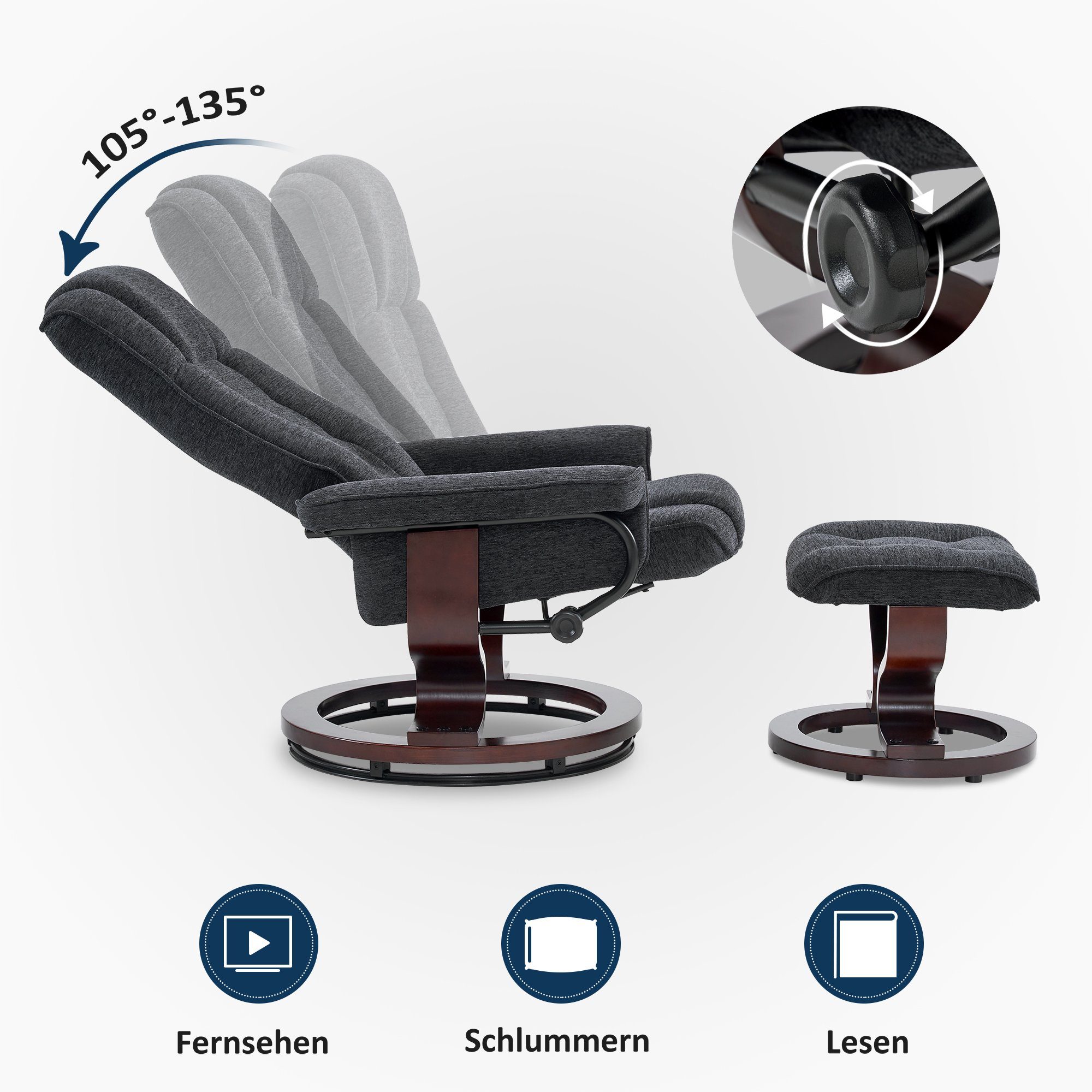 MCombo TV-Sessel M MCombo Relaxsessel mit Hocker Fernsehsessel 9019 (M MCom günstig online kaufen