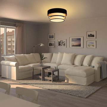 Nettlife Deckenleuchte Wohnzimmer Schwarz Deckenlampe Rund E27 Stoffschirm Modern, LED wechselbar, Schlafzimmer Esszimmer