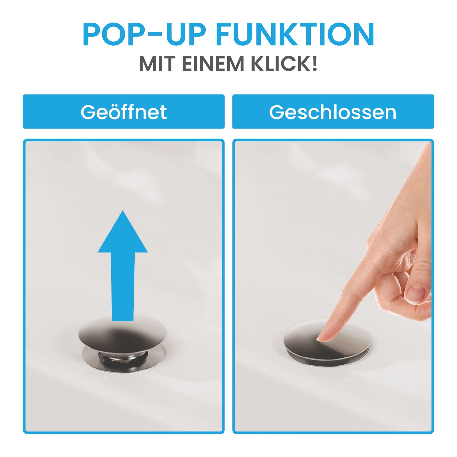 Bächlein Ablaufgarnitur Waschbeckenabfluss Pop Up (Waschbeckenstöpsel günstig online kaufen