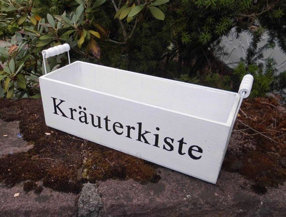 Deko-Impression St) weiss (1 39 cm Pflanzkiste Blumentopf Kräuterkiste Kräutergarten Kräutertopf Holz
