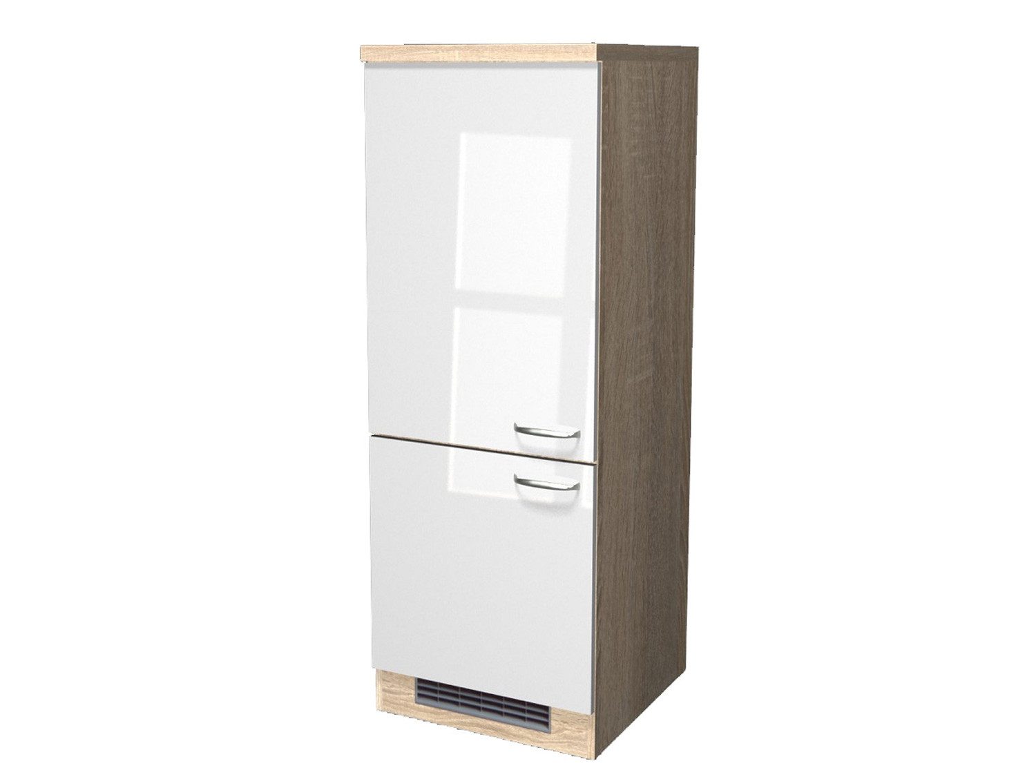 Flex-Well Kühlumbauschrank Demi Geräteumbauschrank Küche - 60 cm breit - Hochglanz Weiß Sonoma