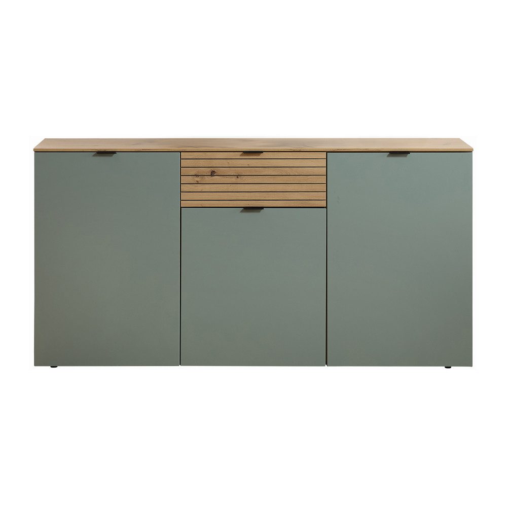 Lomadox Sideboard ISCHIA-36, in Grün mit Eiche, 180 cm breit, Softclose