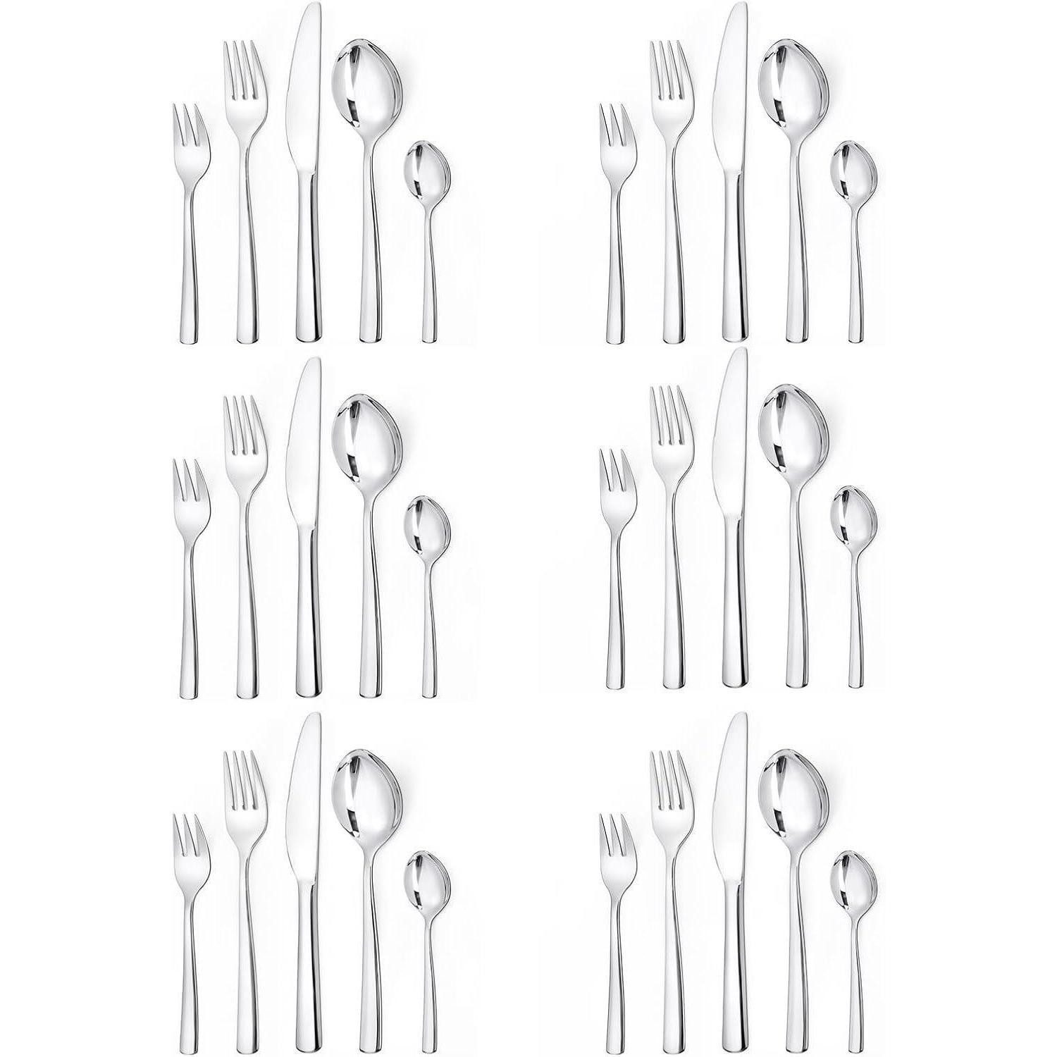 LuxusKollektion Besteck-Set Besteckset 30tlg 6 Personen Edelstahl Messer Gabel 30 Stück silber