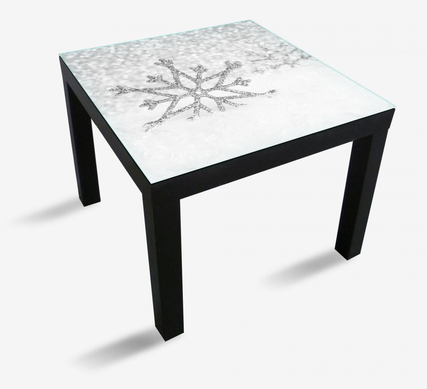 geeignet (1 Tisch Wallario Ikea Silberne für Tischplatte Schneeflocken St), Lack
