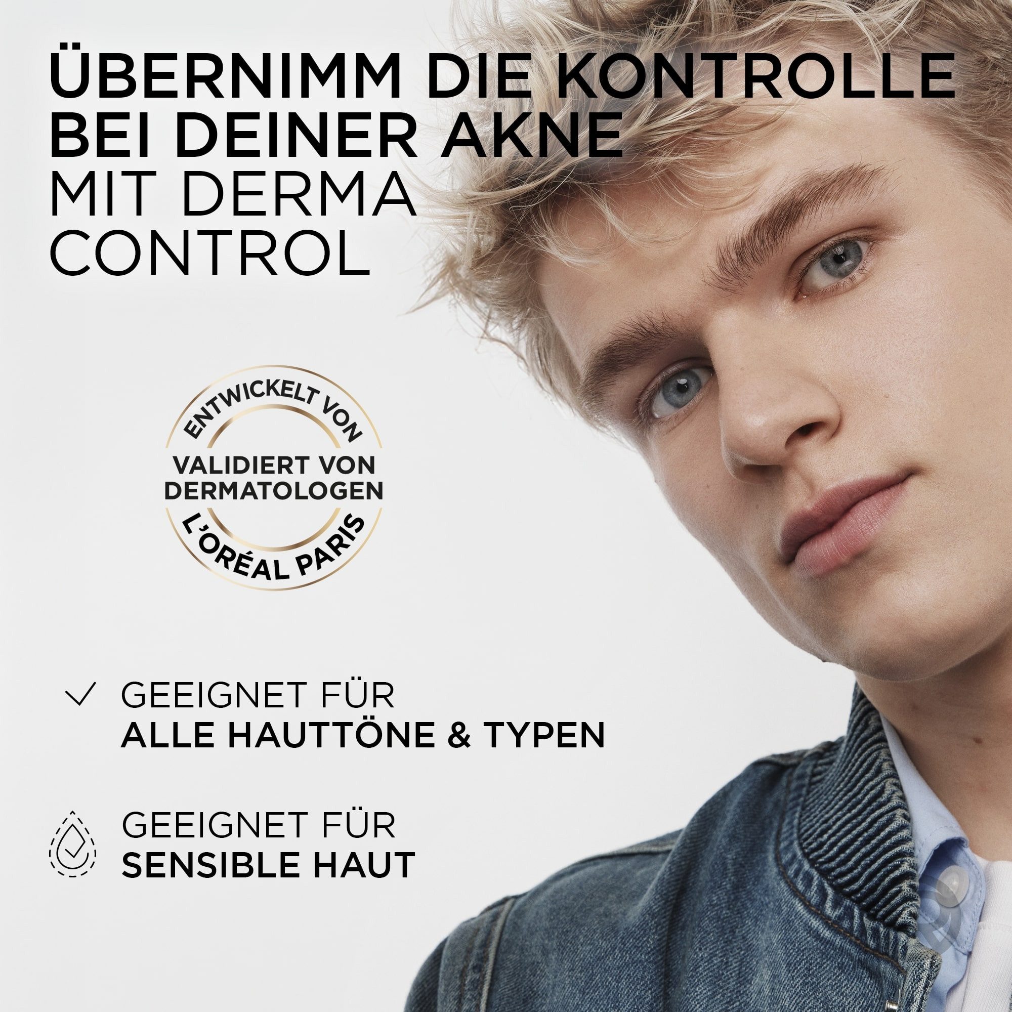 L'ORÉAL PARIS MEN EXPERT Hautcreme DERMA CONTROL OIL-CONTROL LSF30 FEUCHTIGKEITSPFLEGE, LSF 30, behandelt fettige und zu Unreinheiten neigende Haut.