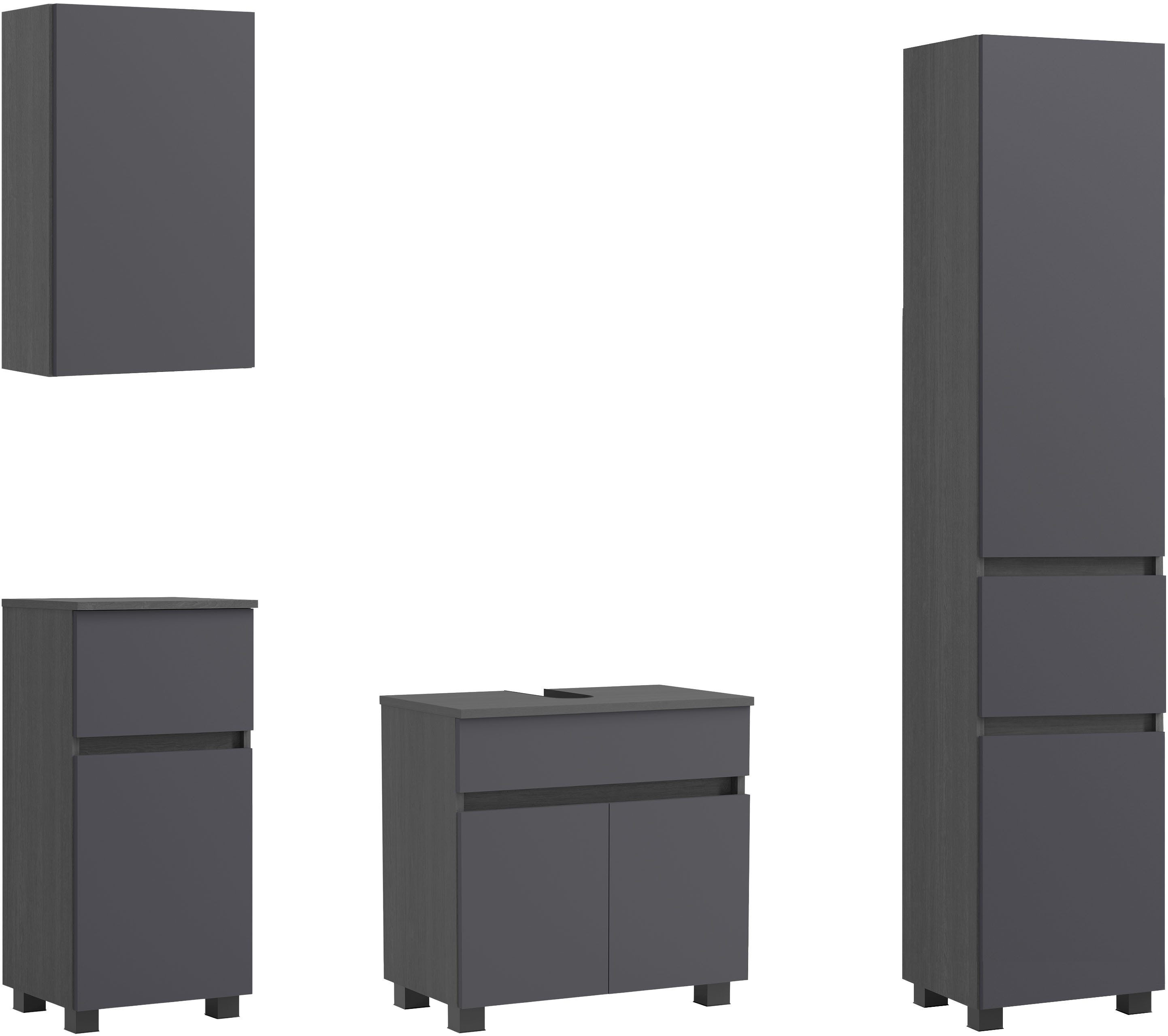 OTTO home Badmöbel-Set BOZEN, 4-tlg. Unterbecken-Set - Seitenschrank, (Badezimmerschrank, Badschrank, Stauraum, Badmöbel, Schrank), Umfangreicher Typenplan für viele Badlösungen, flexibel kombinierbar