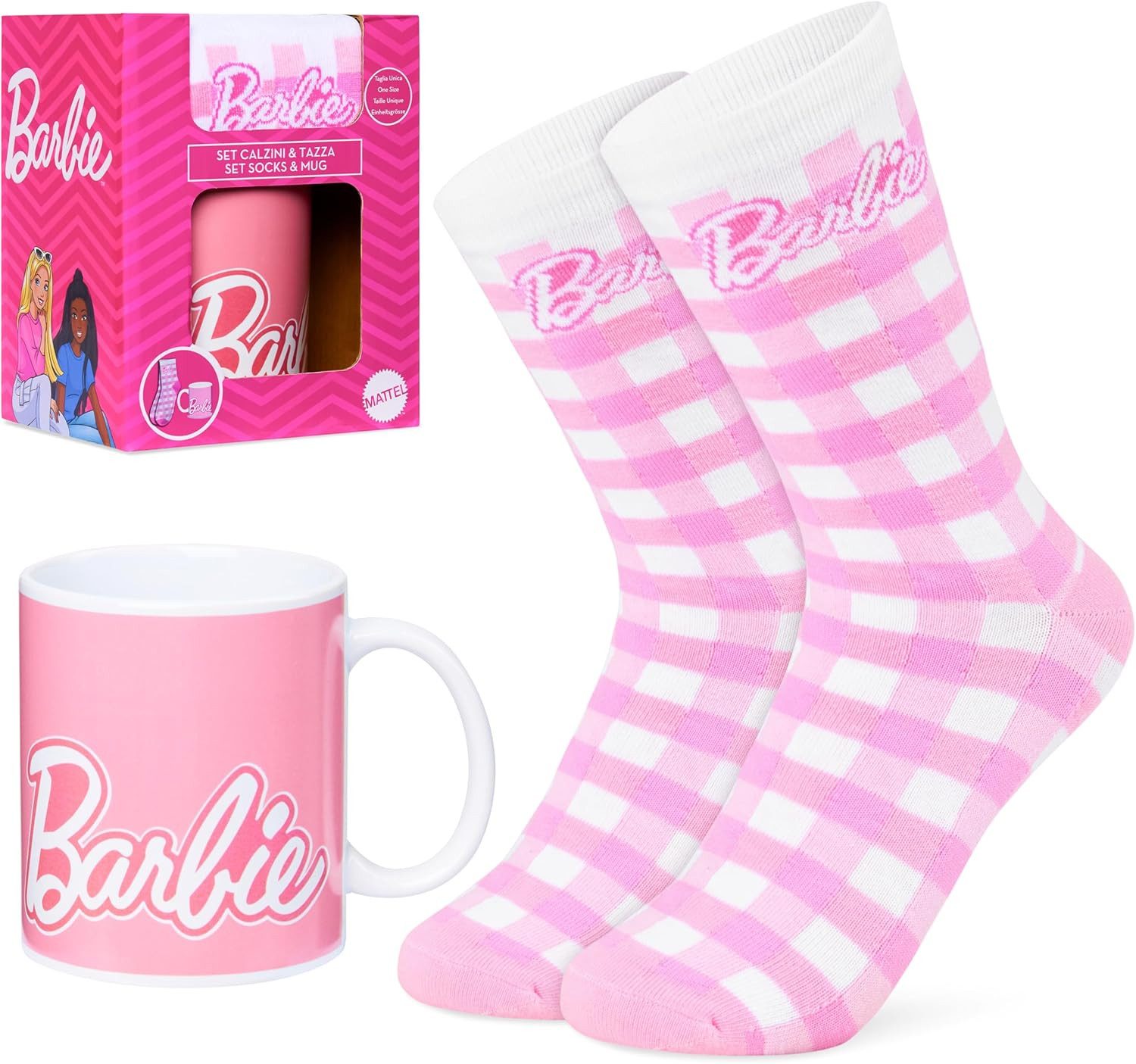 Barbie Plüschfigur Barbie Tasse und Socken Geschenk Set für Fans (Rosa) günstig online kaufen