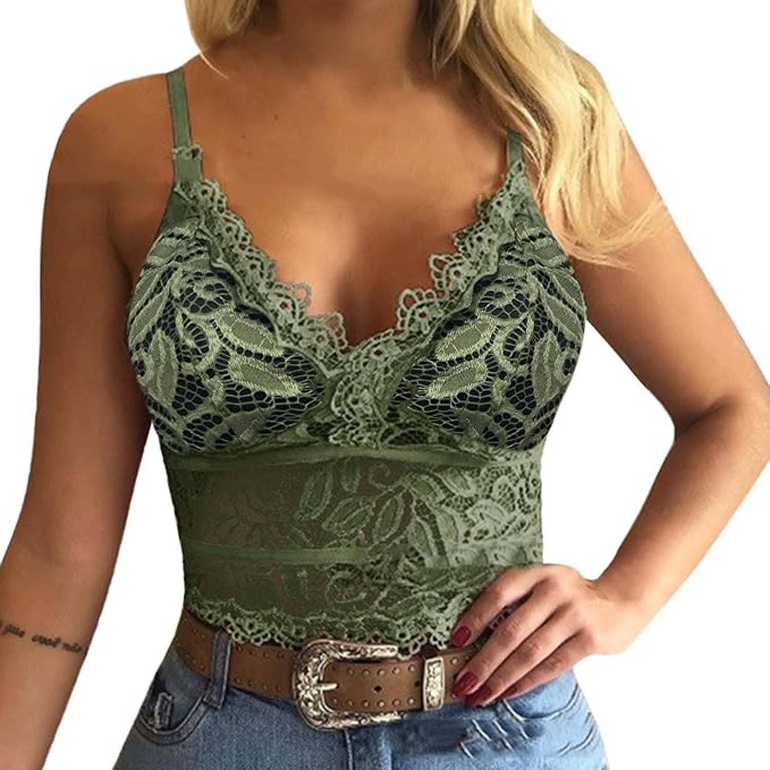 FIDDY Tanktop Oberteile Damen Sexy Bauchfrei Spitzen-Oberteile Teenager MäDchen