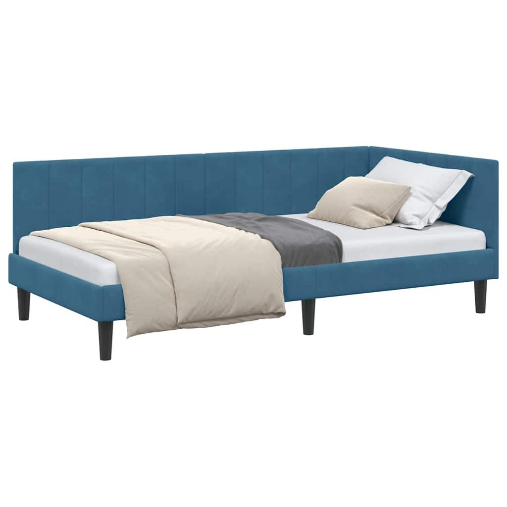 vidaXL Bett Eckbettgestell mit Kopfteil Blau günstig online kaufen