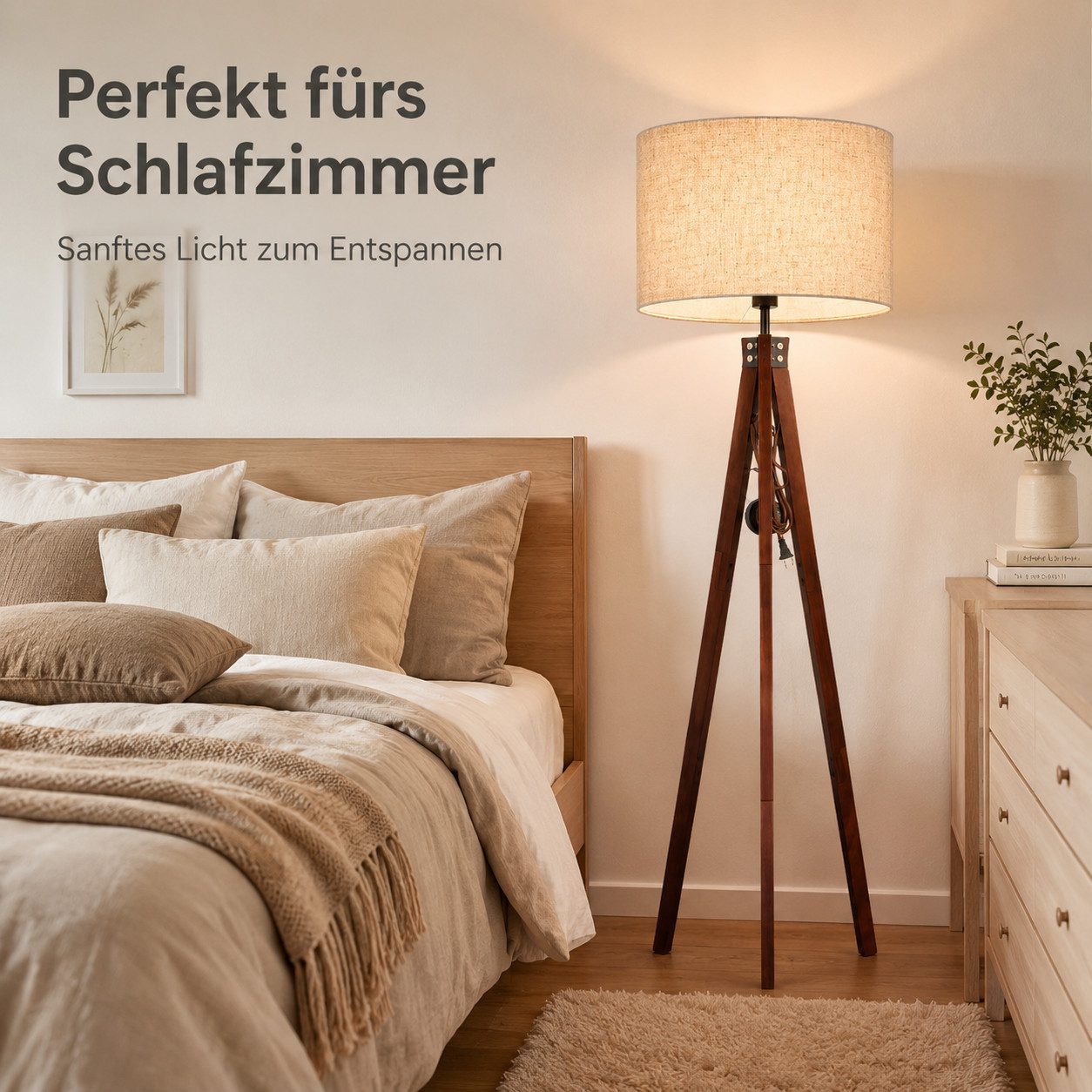 OYLCDI Stehlampe wohnzimmer Leselampe Stehleuchte Stativ aus Holz, E27 LED Stehlampe, für wohnzimmer Leselampe Schlafzimmer,Büro Arbeitslampe, (Glühbirne nicht enthalten), Wohnzimmerleuchte,Skandinavischer