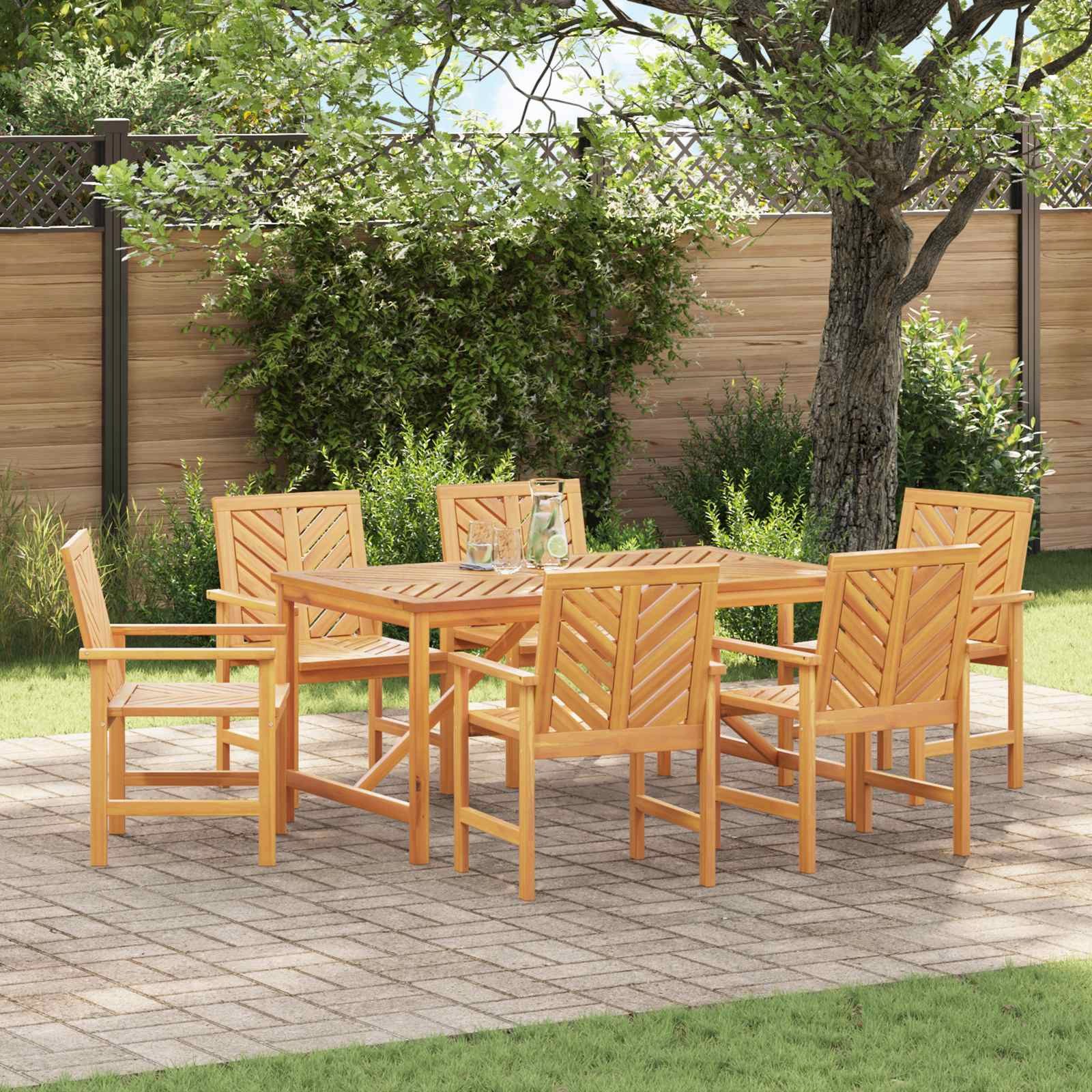 furnicato Gartenstuhl Echtholz 62,5 x 59 x 89 cm in Natur, Stabiler Essstuhl im 6er-Set mit robusten Beinen für die Terrasse