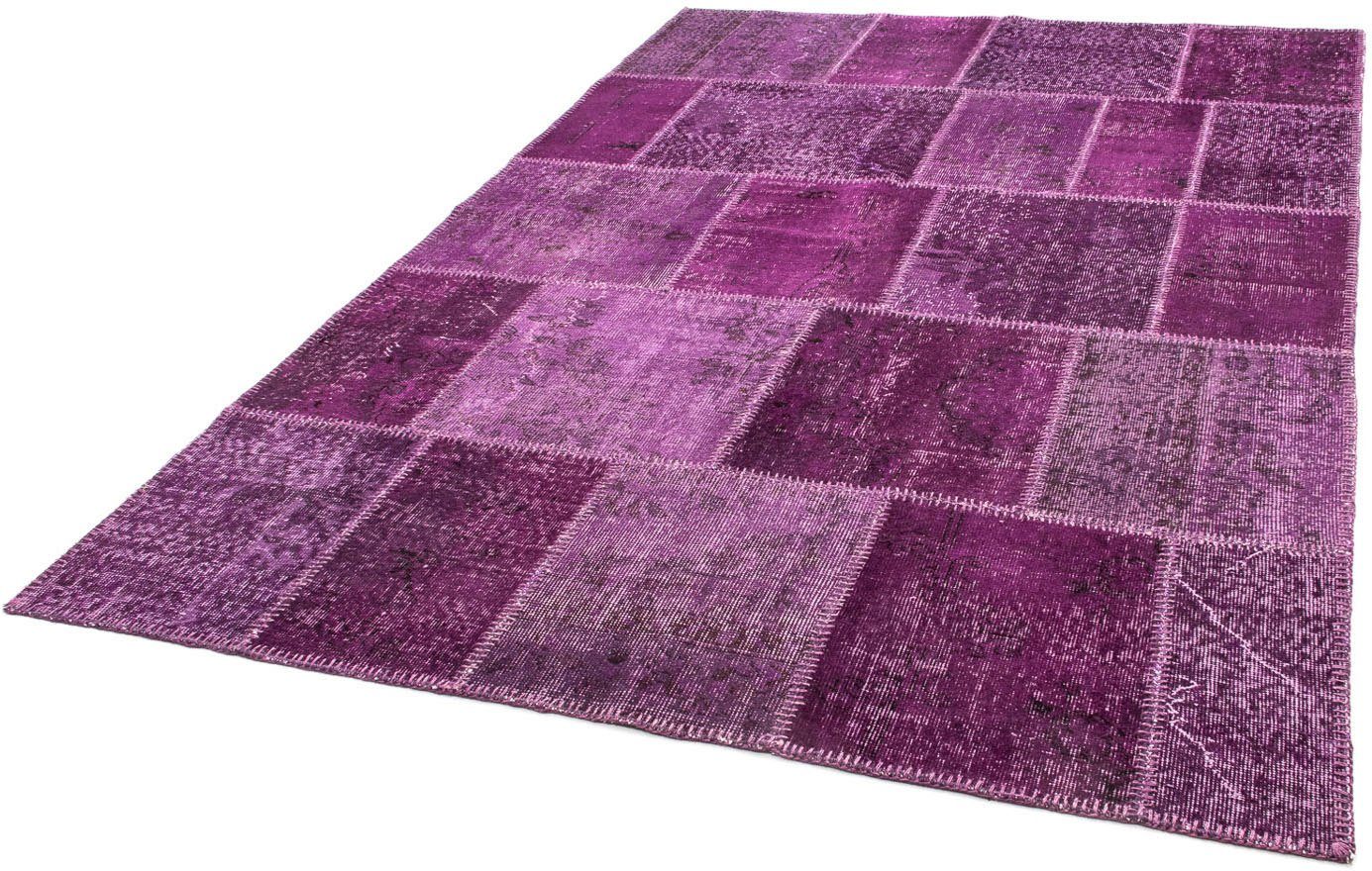 Teppich Patchwork - 240 x 170 cm - lila, morgenland, rechteckig, Höhe: 7 mm, Wohnzimmer, Handgeknüpft, Einzelstück mit Zertifikat