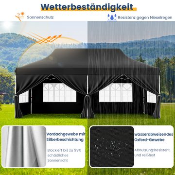 KOMFOTTEU Pavillon, Faltpavillon 3x6m, höhenverstellbar mit 6 Seitenwänden & Tragetasche