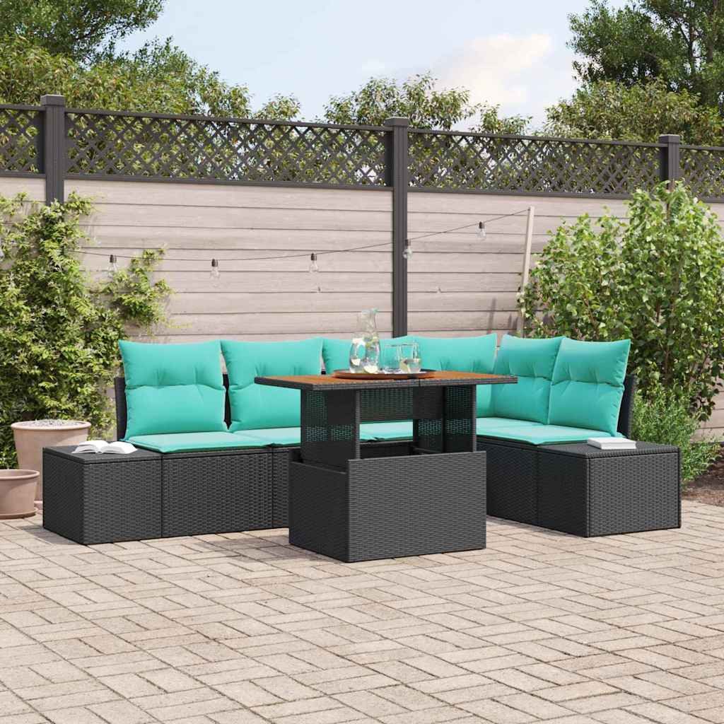 vidaXL Loungesofa Garten-Sofa-Set 6 stk. 5-Sitzanzahl Schwarz und Teal, 6 Teile