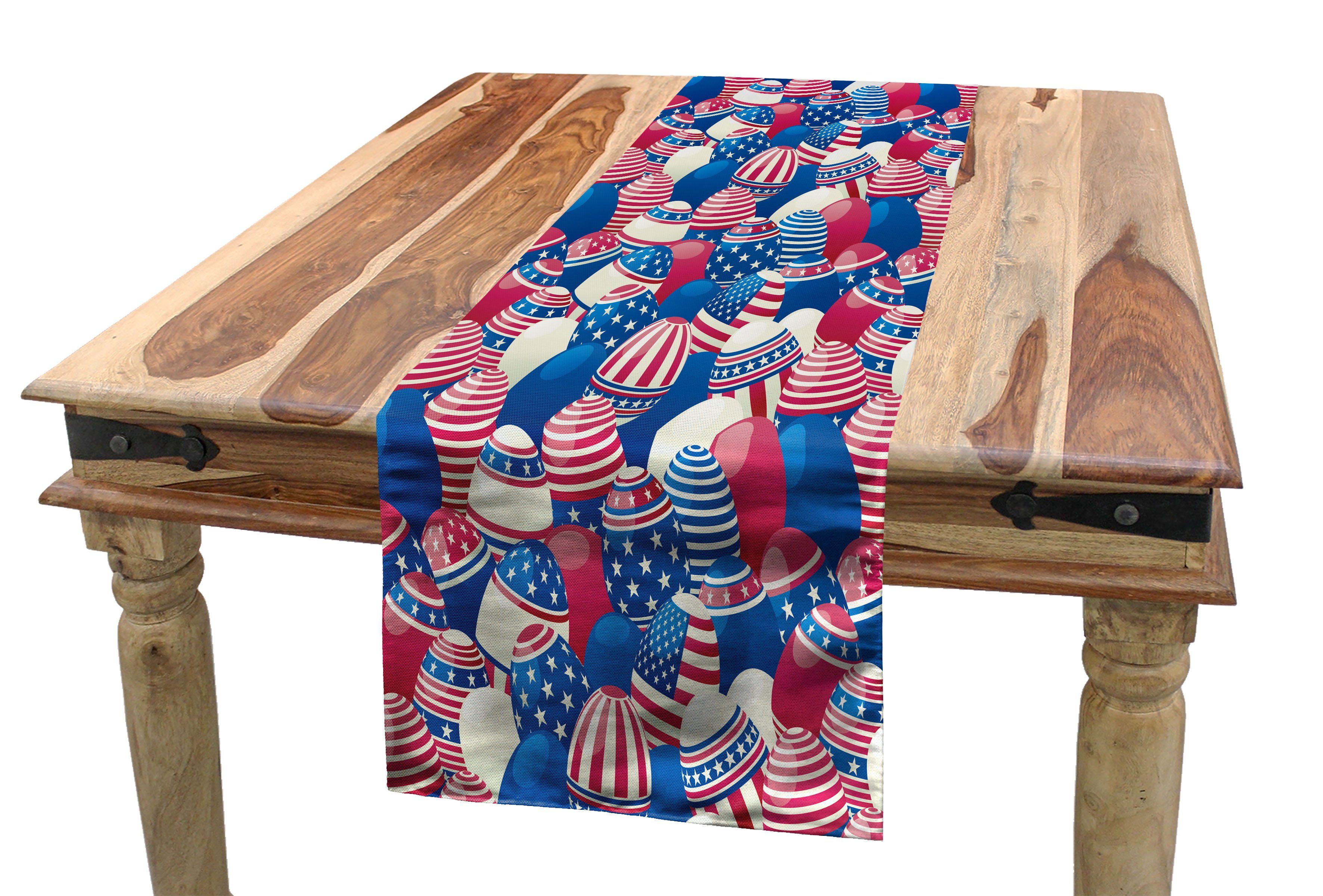 Abakuhaus Tischläufer Esszimmer Küche Rechteckiger Dekorativer Tischläufer, Vereinigte Staaten von Amerika Traditioneller Ostereier