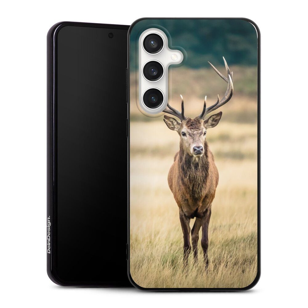 DeinDesign Handyhülle Hirsch Wald Wiese König des Waldes, Samsung Galaxy S24 FE 5G Silikon Hülle Bumper Case Handy Schutzhülle