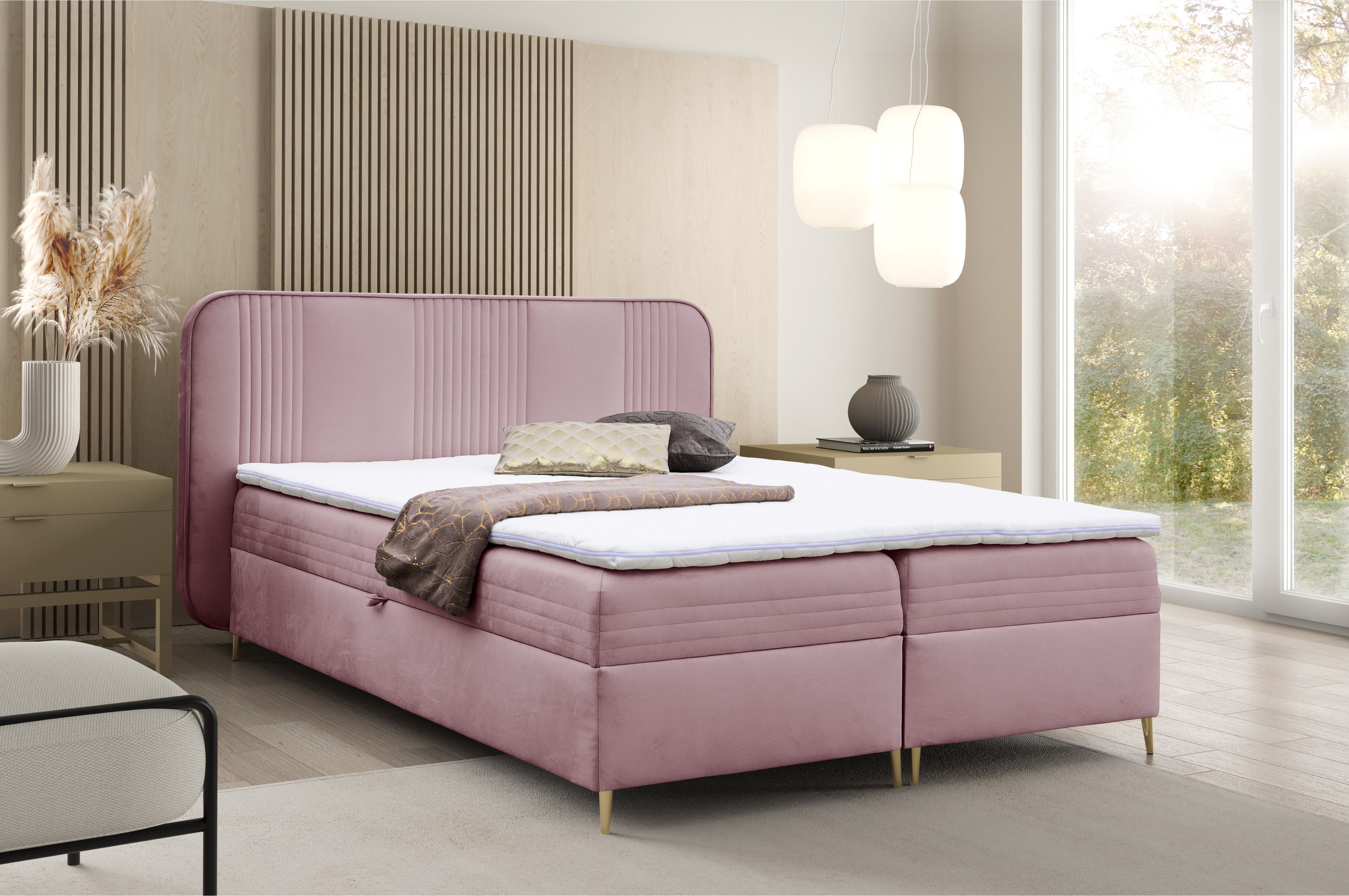 AN FURNITURE STORE Boxspringbett GOLDFLAIR, inkl. Bettkasten und Topper