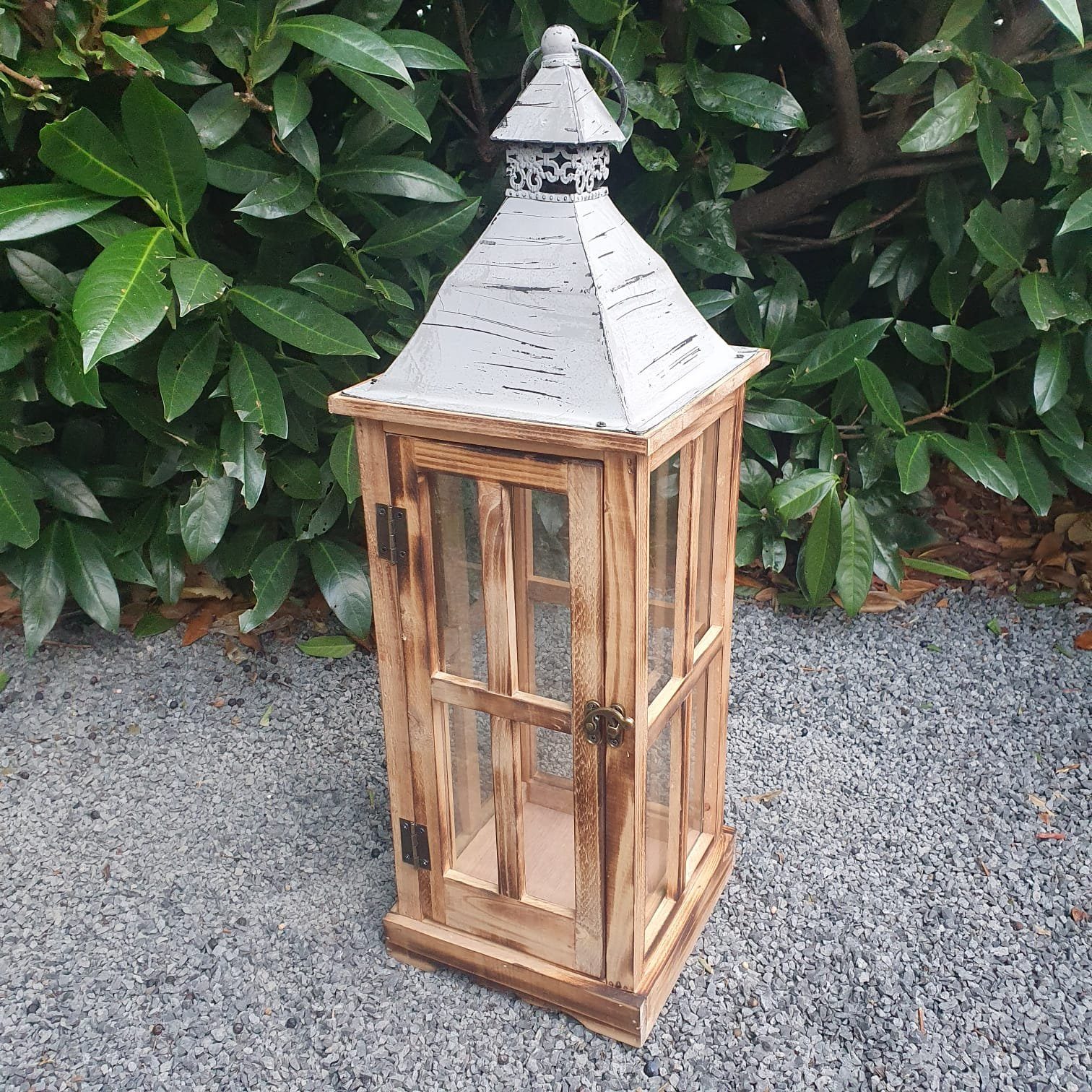 Aspinaworld Gartenfigur Holzlaterne Windlicht Laterne braun 56 cm ...