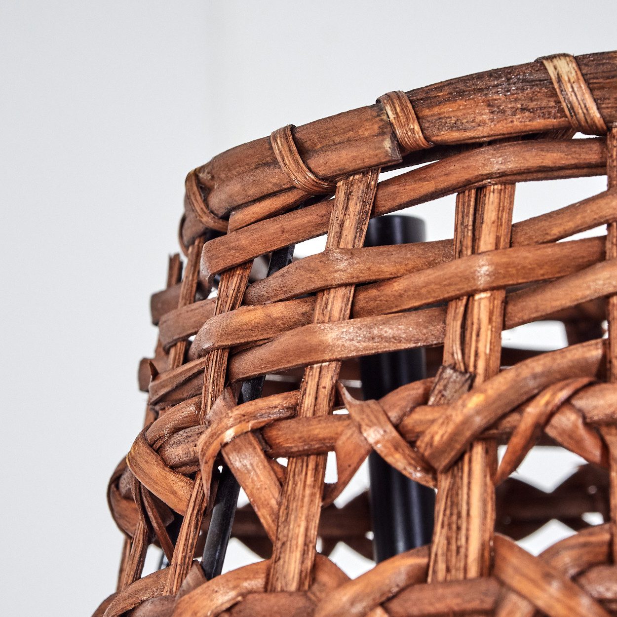 hofstein Stehlampe Stehlampe im skandinavischen Design mit Schirm aus Rattan in Braun, ohne Leuchtmittel, Stehleuchte im Boho-Style mit Lichteffekt und Fußschalter, E27, 110 cm