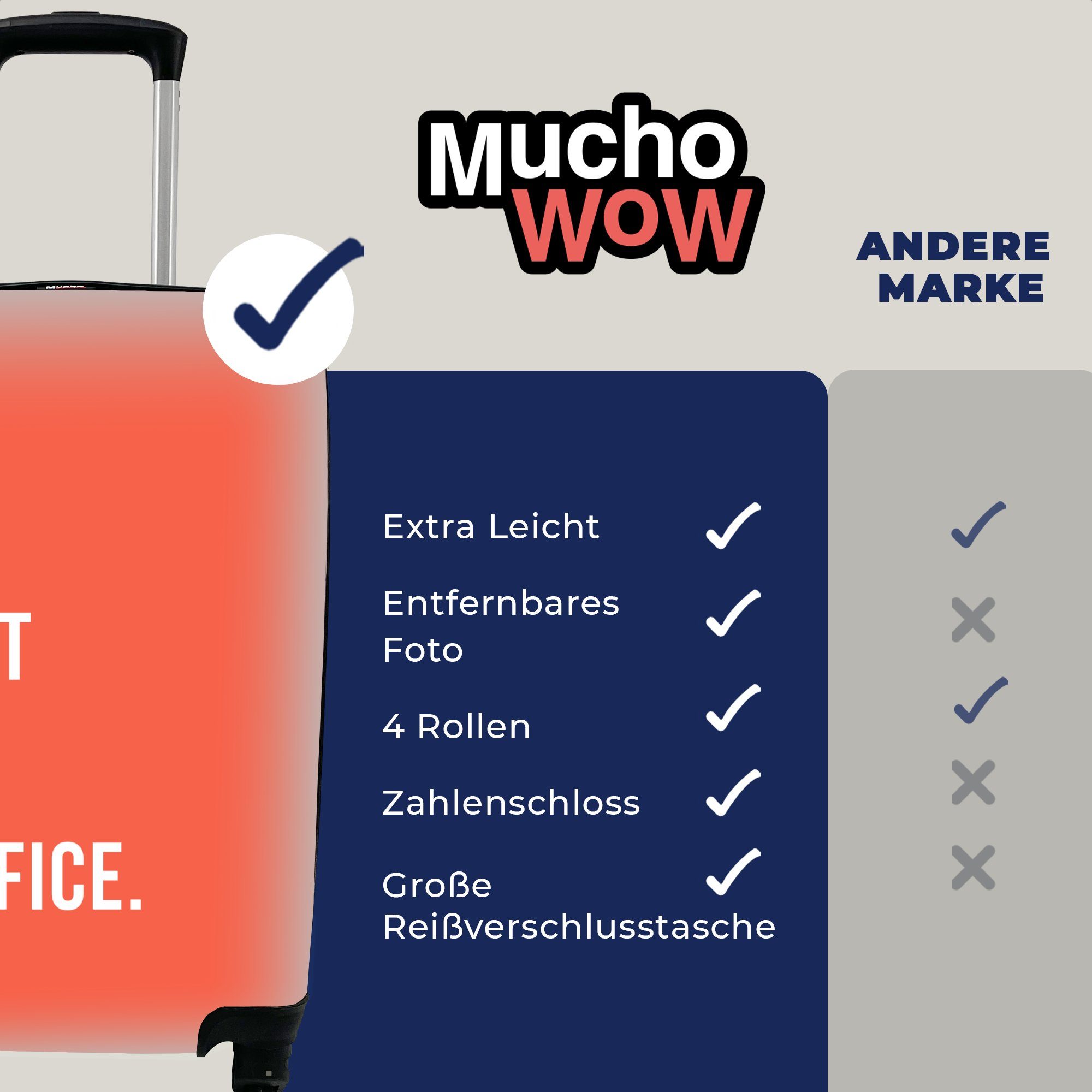 MuchoWow Handgepäckkoffer Zitate rollen, Handgepäck 4 Rollen, Orange, Trolley, - Dienst für Reisetasche Ferien, Außer Reisekoffer mit 
