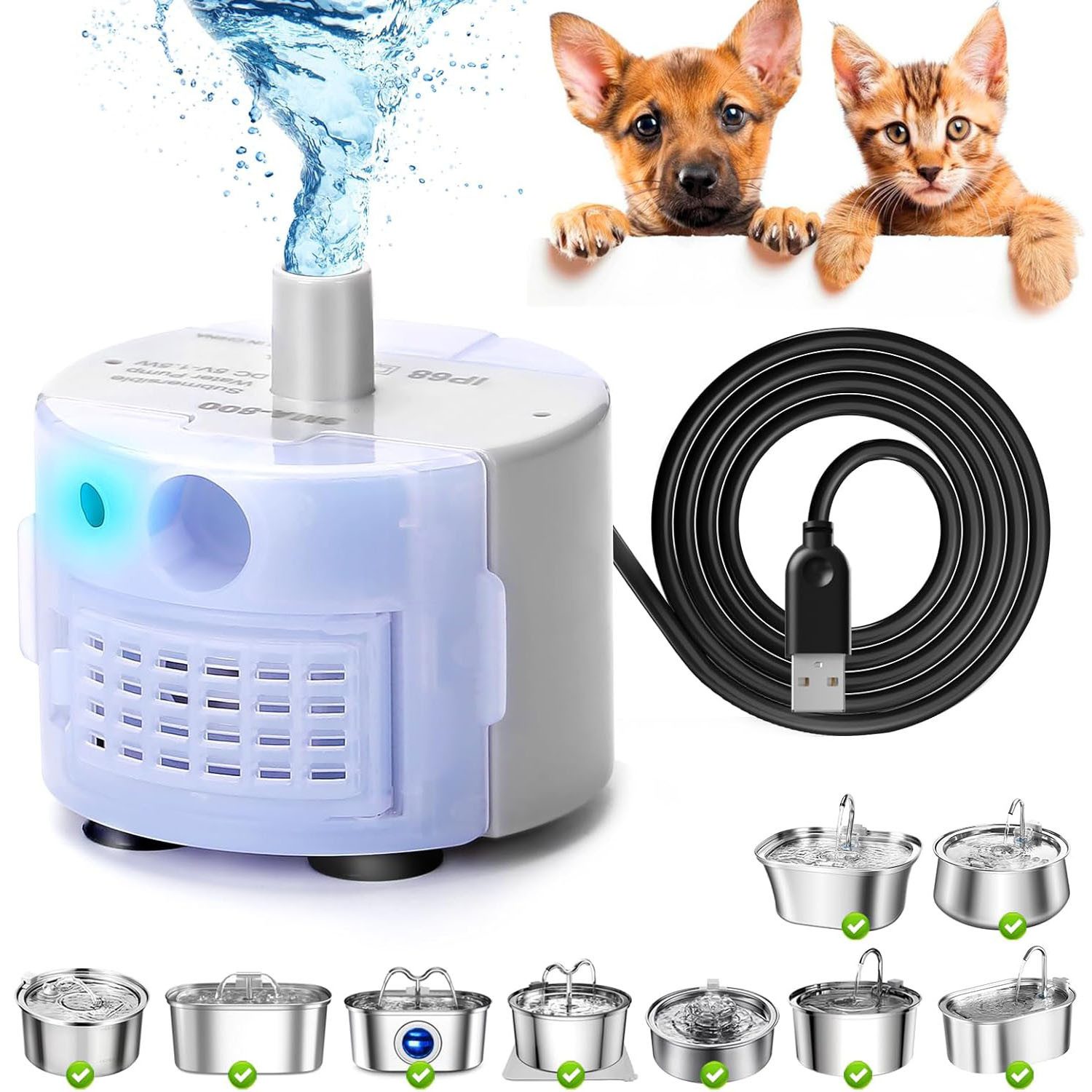 Comfy Mate Trinkbrunnen Pumpe Wasserbrunnen Ersatzpumpe für Edelstahl Haust günstig online kaufen