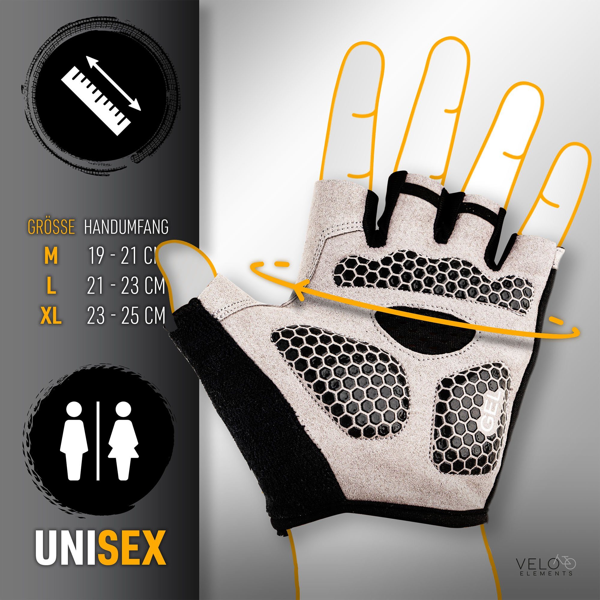 VELOElements® Fahrradhandschuhe mit integriertem Schweiband, atmungsaktiv & günstig online kaufen