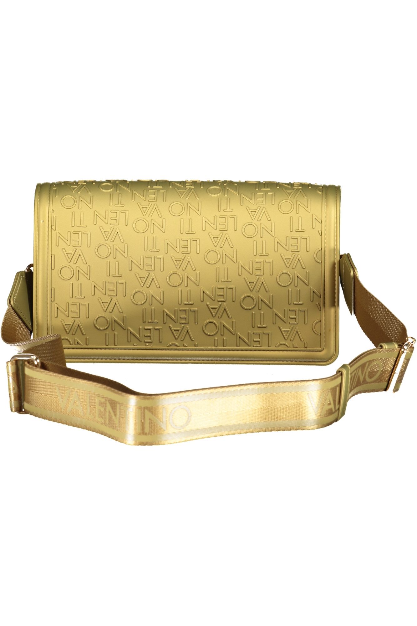 Valentino Umhängetasche, Elegante Goldtasche für Damen: Verstellbar, mit Prägung & Drehversch