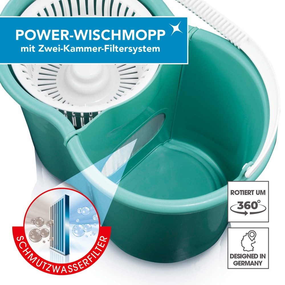 CLEANmaxx Wischmopp Zwei-Kammer-Filtersystem, mit Fußpedal einfach Boden Laminat Parkett Fliesen wischen